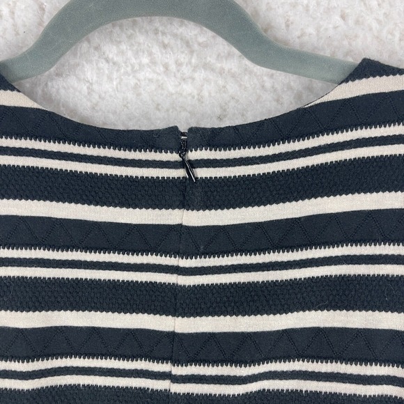 Madewell Black Tan Striped Skater Dress Womens‎ Sleeveless Pockets Size Small - Picture 11 of 12